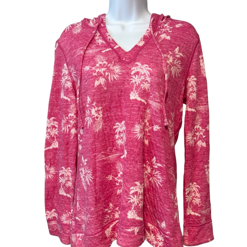 Tommy Bahama Woman’s Long Sleeve V Neck Pink Reversible Hoodie XS